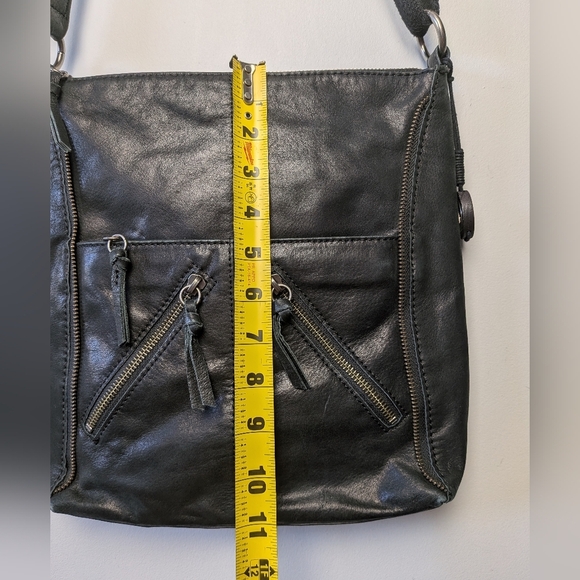 THE SAK Black Leather Shoulder Or Crossbody Bag Zipped Pockets - Picture 10 of 11